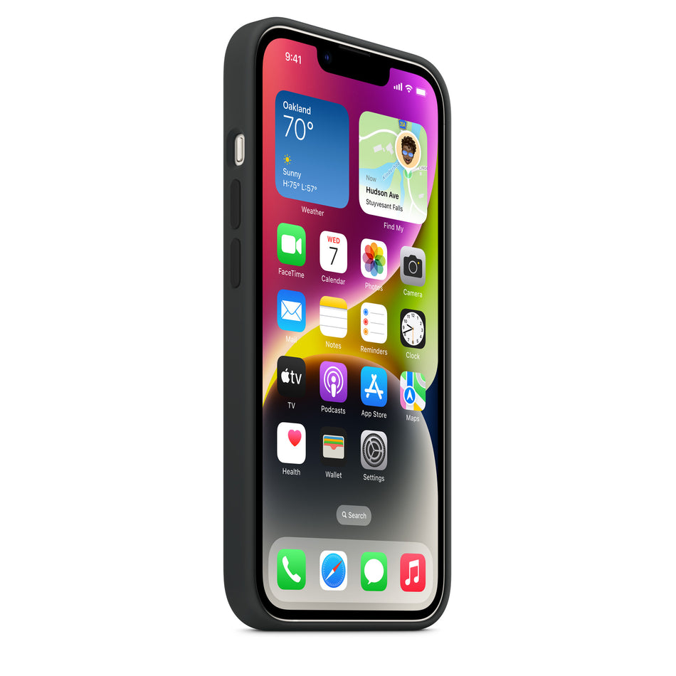 Silikon Case für iPhone 14 – Mitternacht, MagSafe-kompatibel