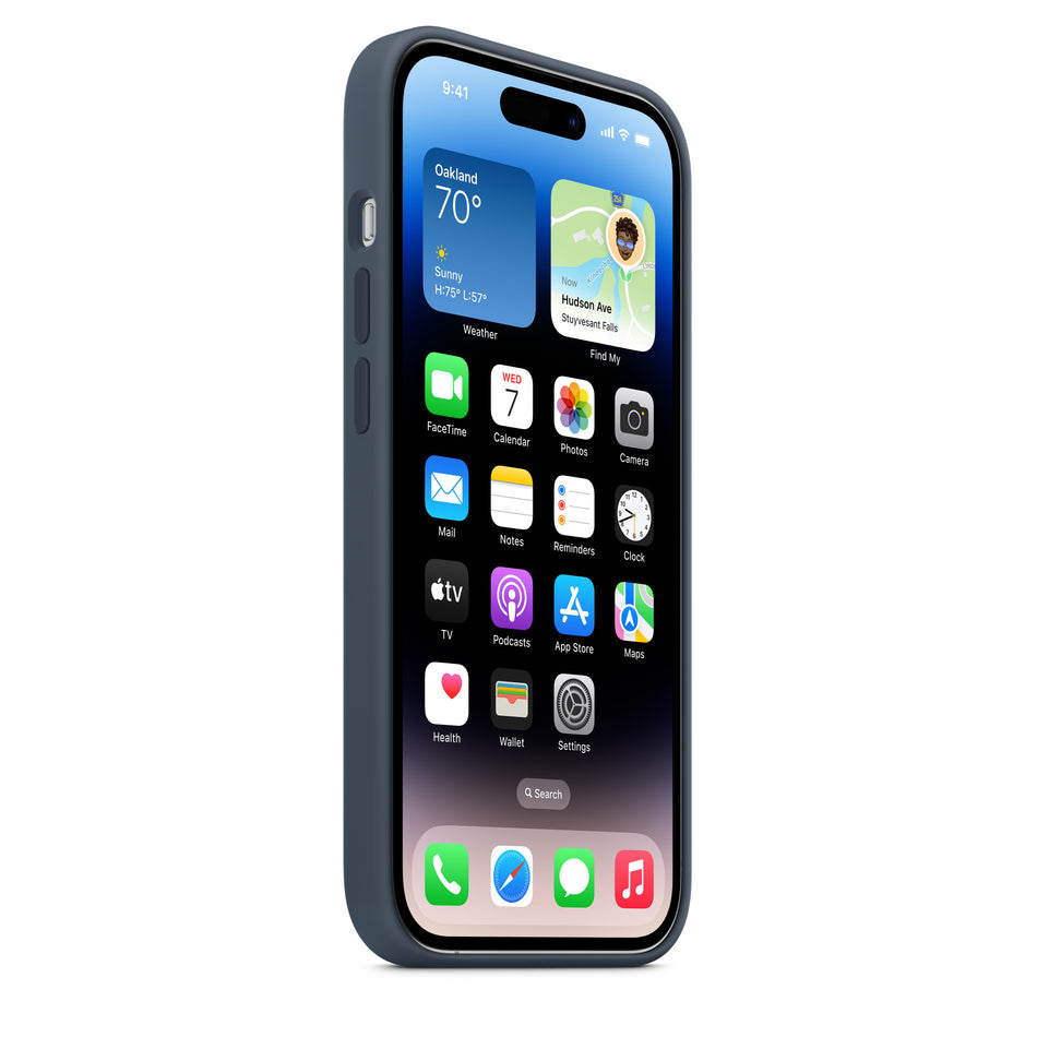 Silikon Case für iPhone 14 Pro – Sturmblau, MagSafe-kompatibel
