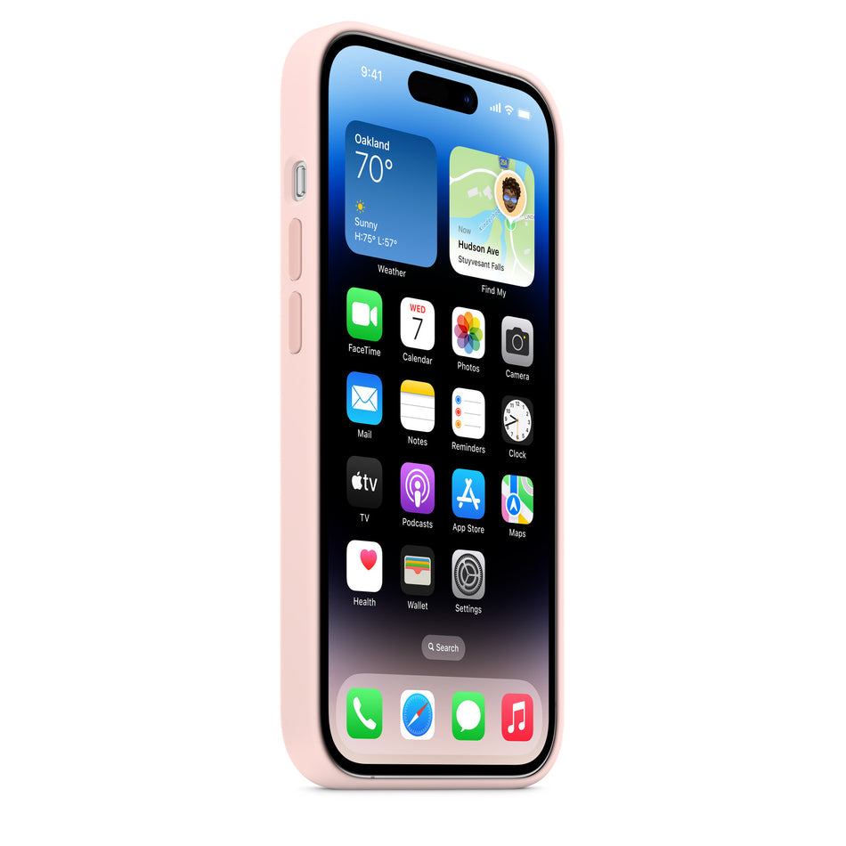 Silikon Case für iPhone 14 Pro – Kalkrosa, MagSafe-kompatibel