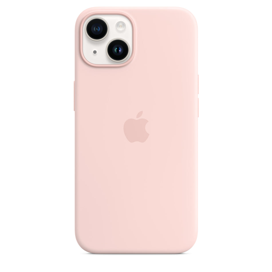 Silikon Case für iPhone 14 – Kalkrosa, MagSafe-kompatibel