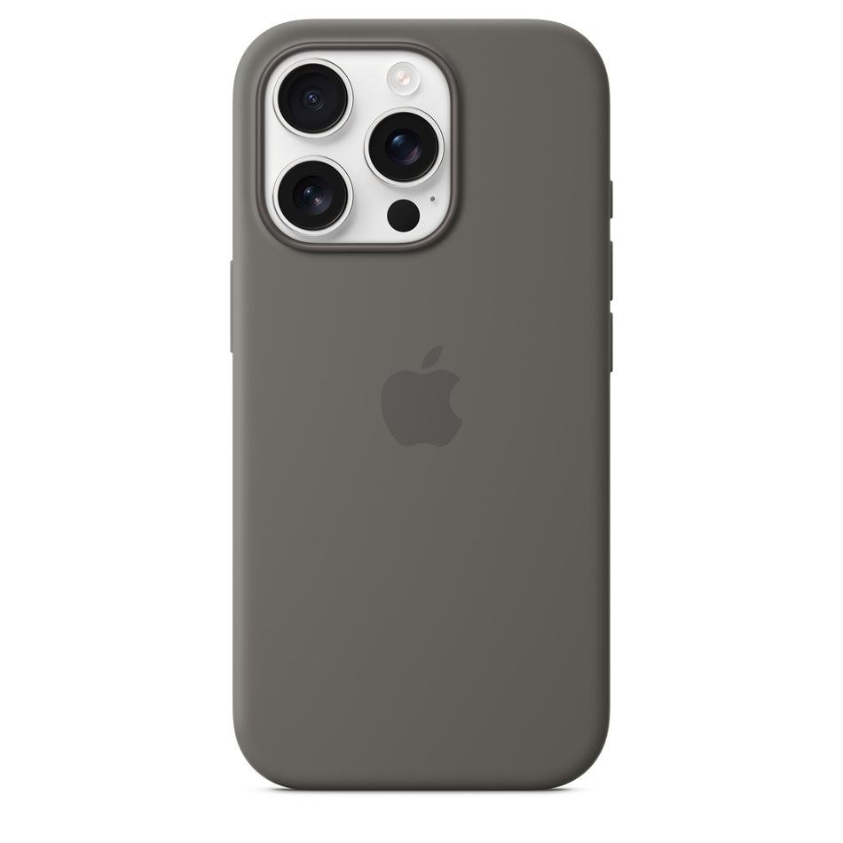 Silikon Case für iPhone 16 Pro – Steingrau, MagSafe-kompatibel