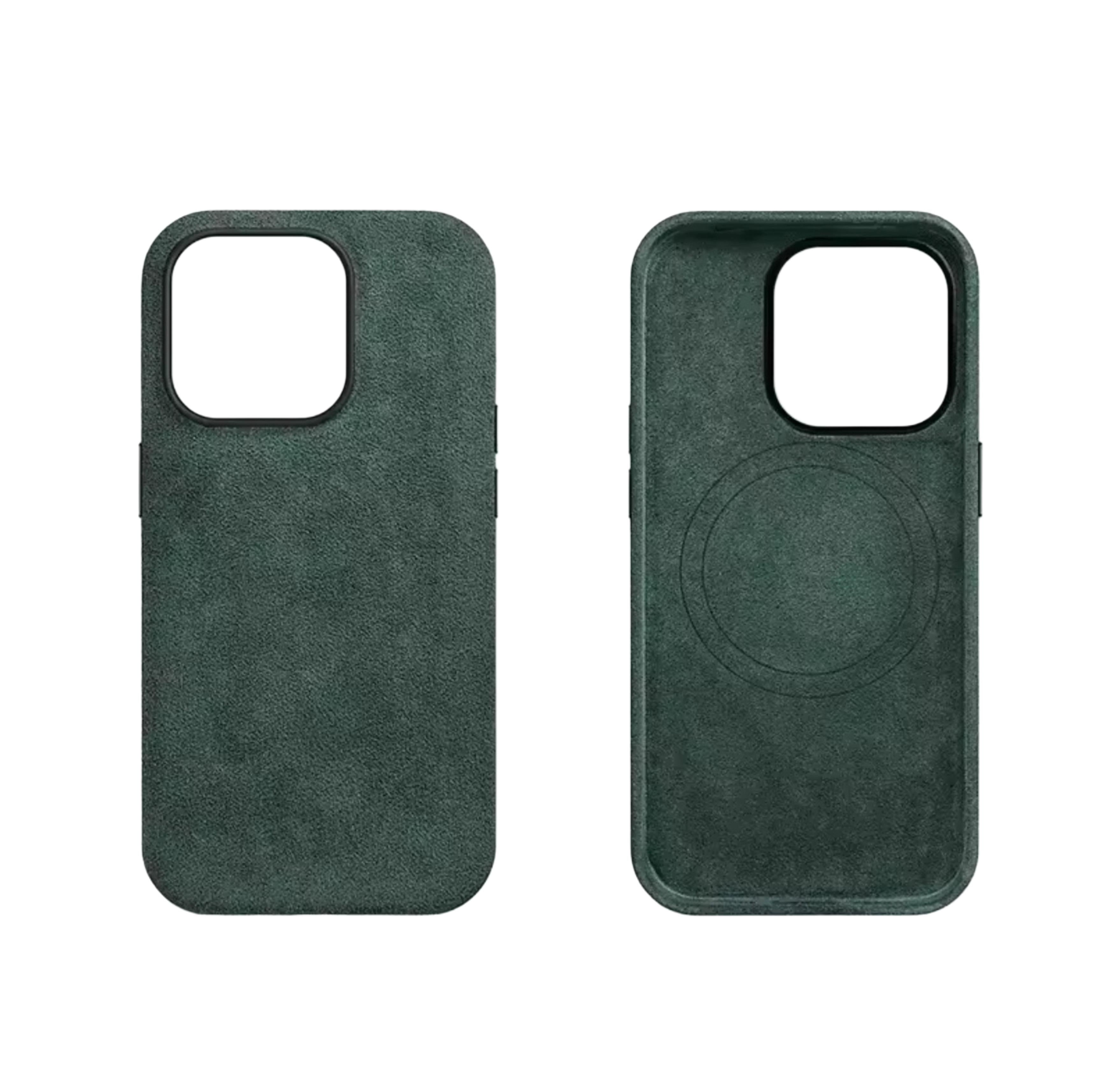 Case & Co. iPhone 15 Pro Alcantarra Case mit MagSafe – Grün