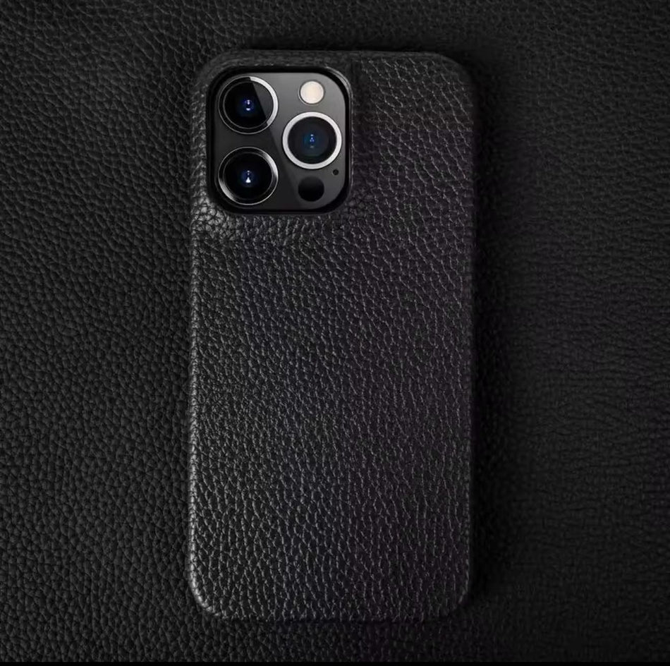 Echtleder Case für iPhone 16 Pro – Schwarz, MagSafe-kompatibel