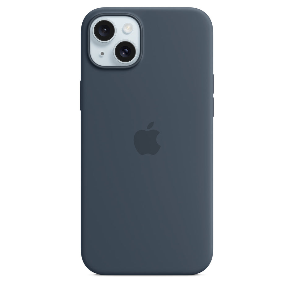 Silikonhülle für iPhone 15 Plus – Sturmblau, MagSafe-kompatibel