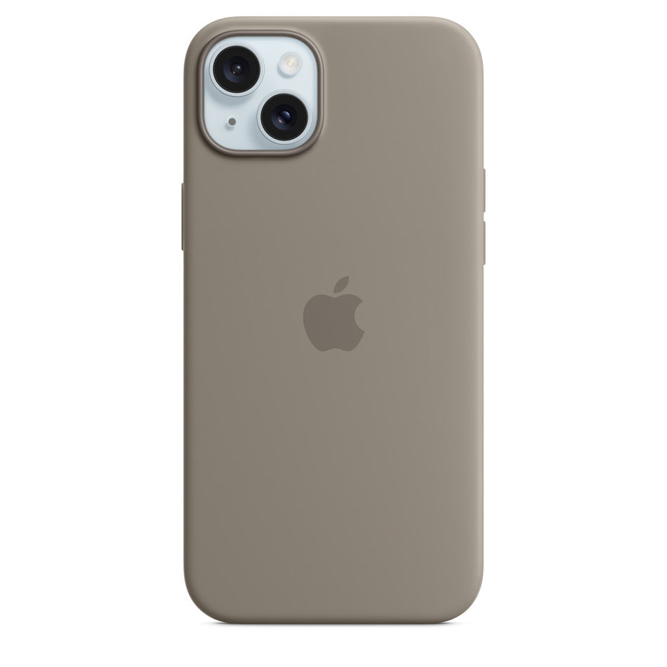 Silikonhülle für iPhone 15 Plus – Tonbraun, MagSafe-kompatibel