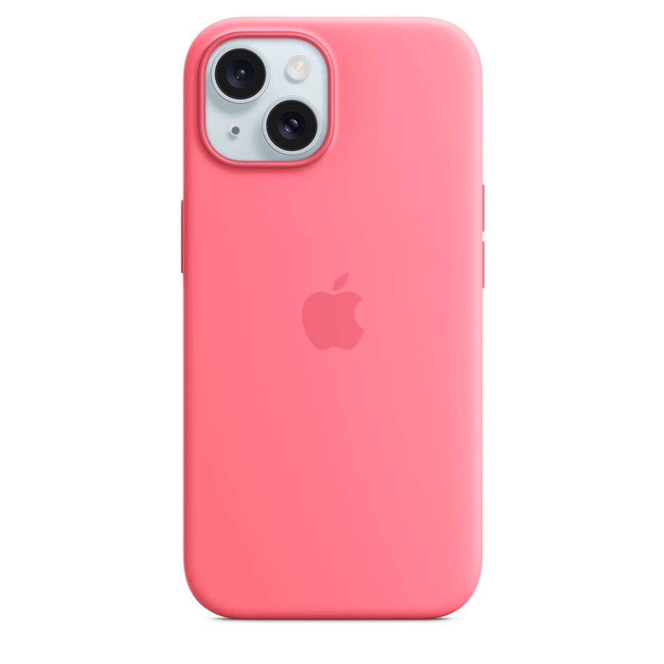 Silikonhülle für iPhone 15 – Pink, MagSafe-kompatibel