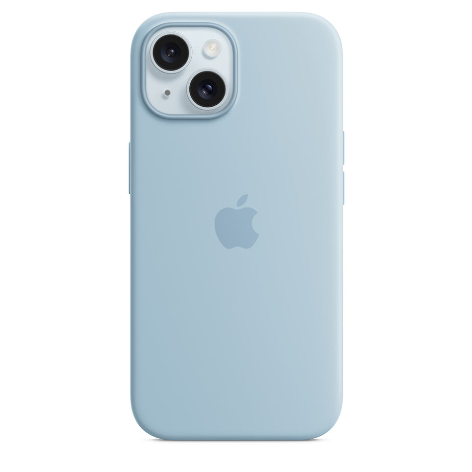 Silikonhülle für iPhone 15 – Hellblau, MagSafe-kompatibel