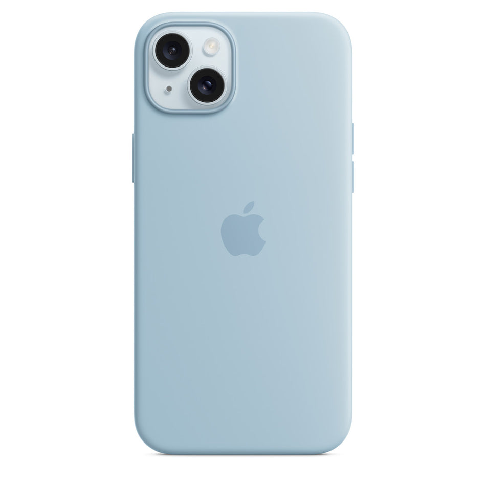 Silikonhülle für iPhone 15 Plus – Hellblau, MagSafe-kompatibel