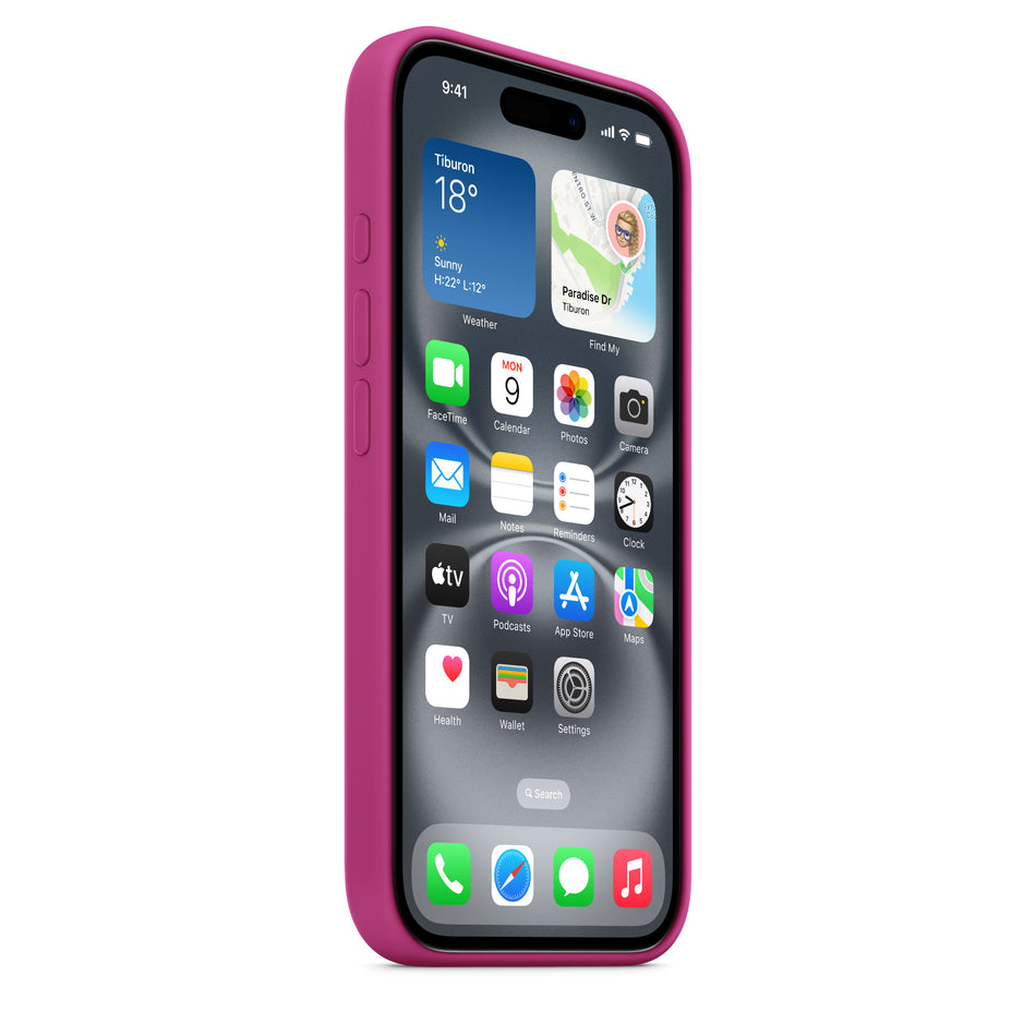 Silikonhülle für iPhone 16 – Fuchsia, MagSafe-kompatibel