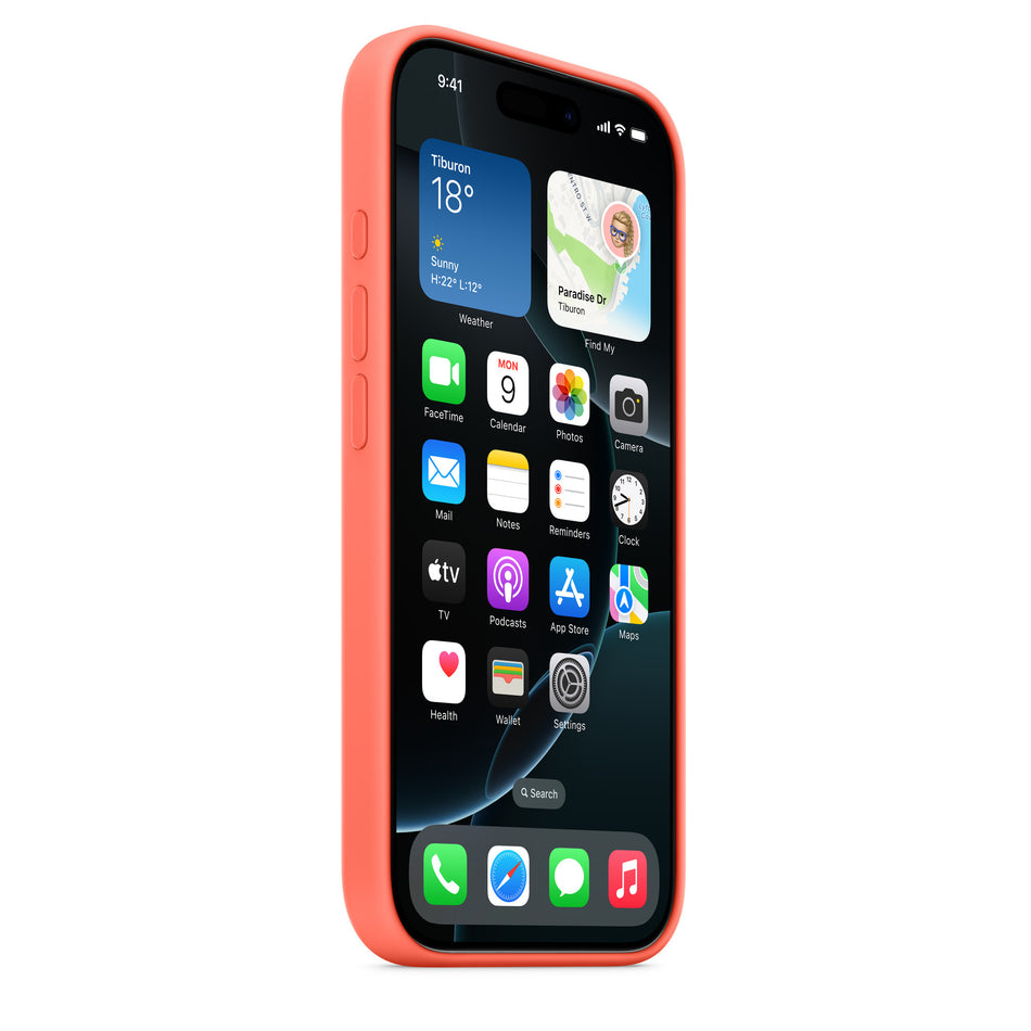 Silikonhülle für iPhone 16 – Mandarine, MagSafe-kompatibel