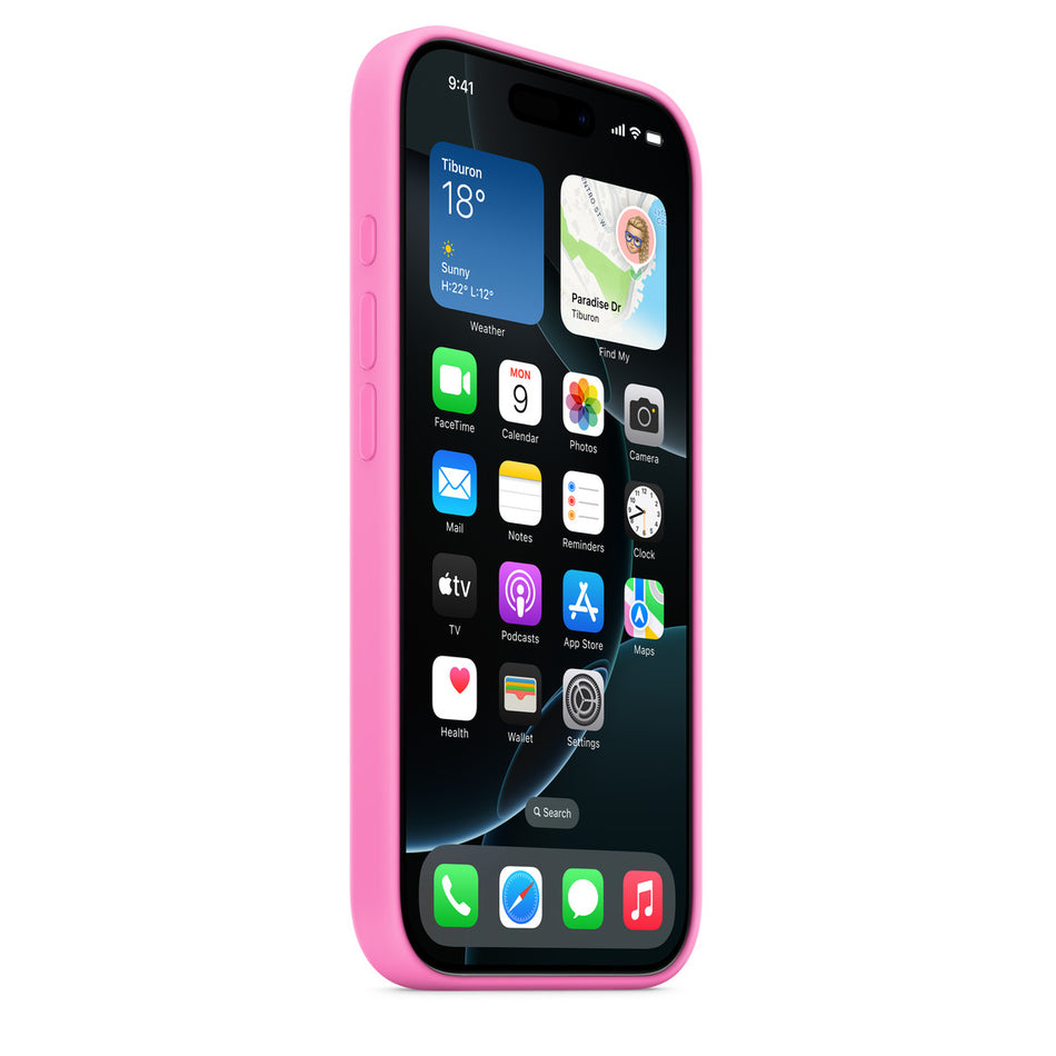 Silikon Case für iPhone 16 – Pfingstrose, MagSafe-kompatibel