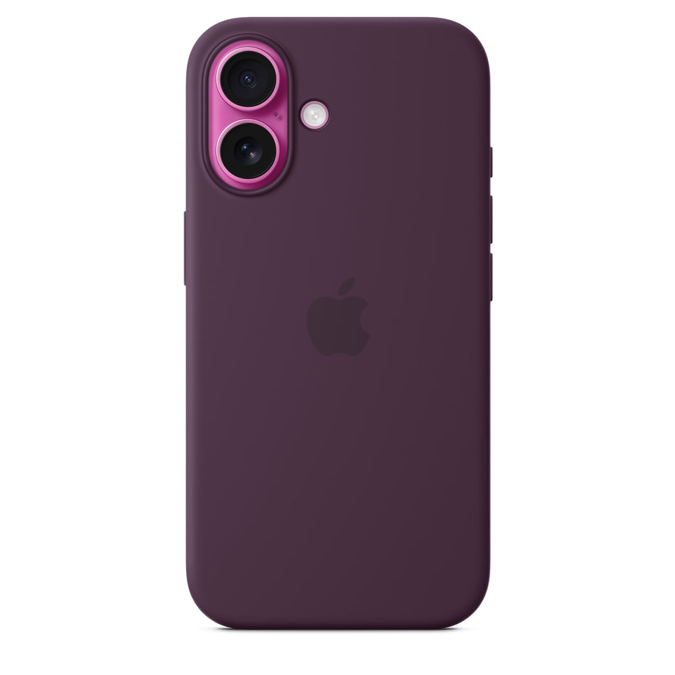 Silikonhülle für iPhone 16 – Pflaume, MagSafe-kompatibel