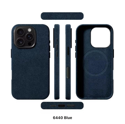 Case & Co. iPhone 16 Pro Alcantarra Case mit MagSafe – Marineblau