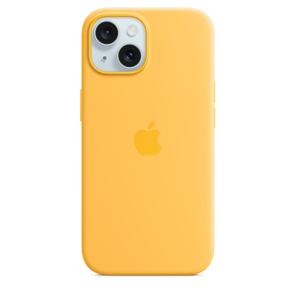 Silikon Case für iPhone 15 – Warmgelb, MagSafe-kompatibel