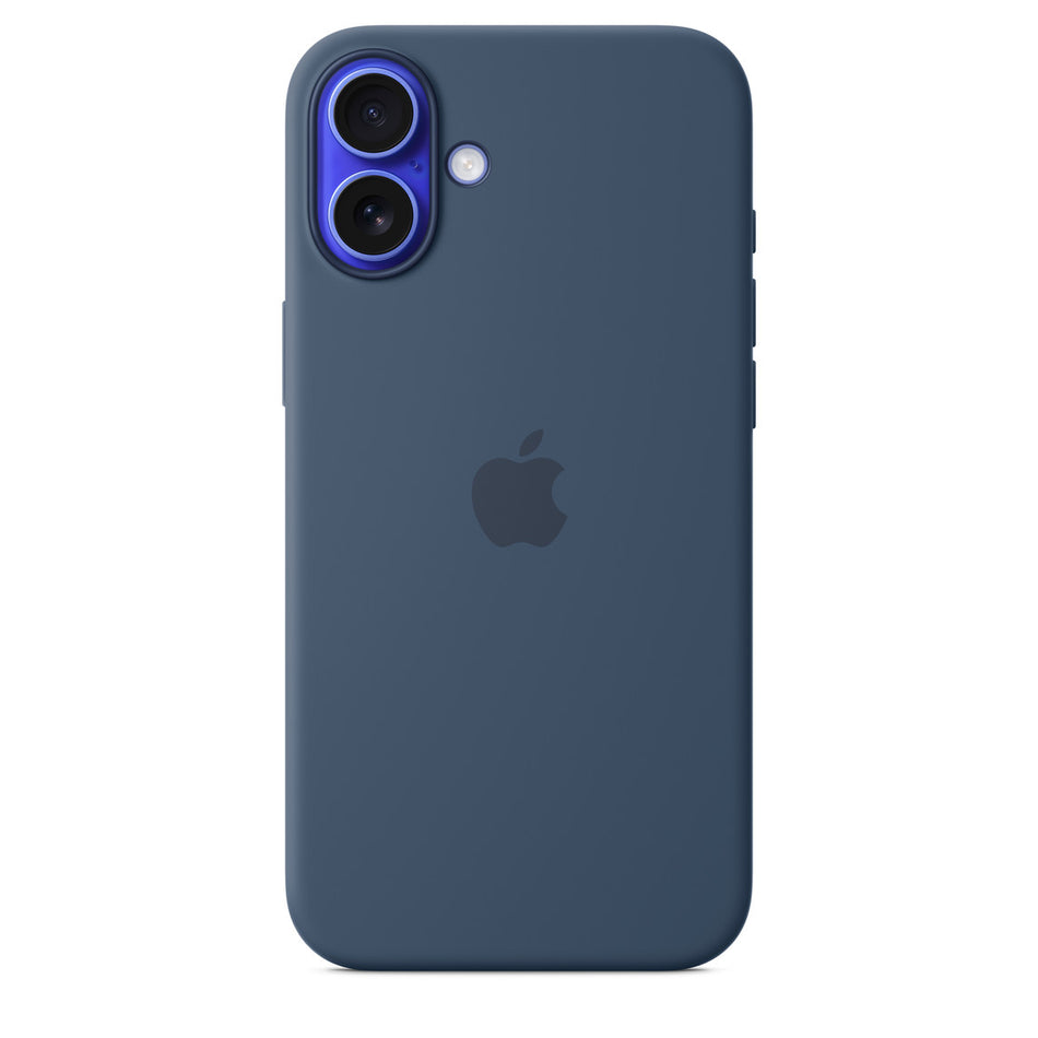 Silikon Case für iPhone 16 – Denim, MagSafe-kompatibel