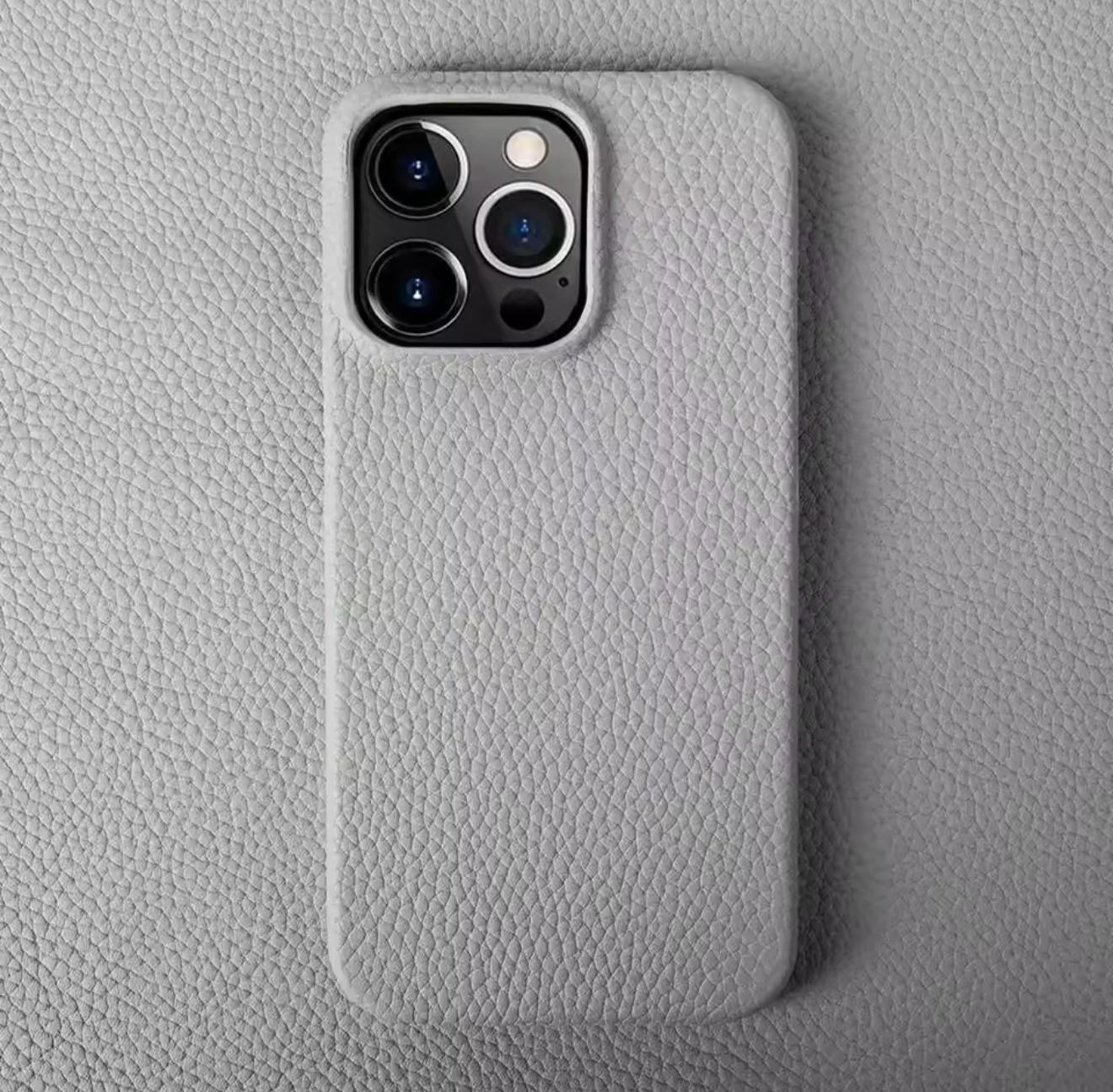 Case & Co. iPhone 16 Pro Echtleder Hülle - Grau