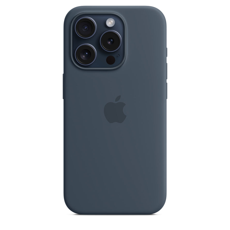 Silikon Case für iPhone 15 Pro – Sturmblau, MagSafe-kompatibel
