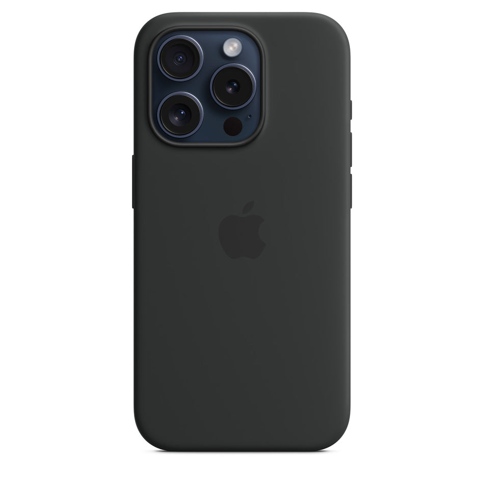 Silikon Case für iPhone 15 Pro – Schwarz, MagSafe-kompatibel