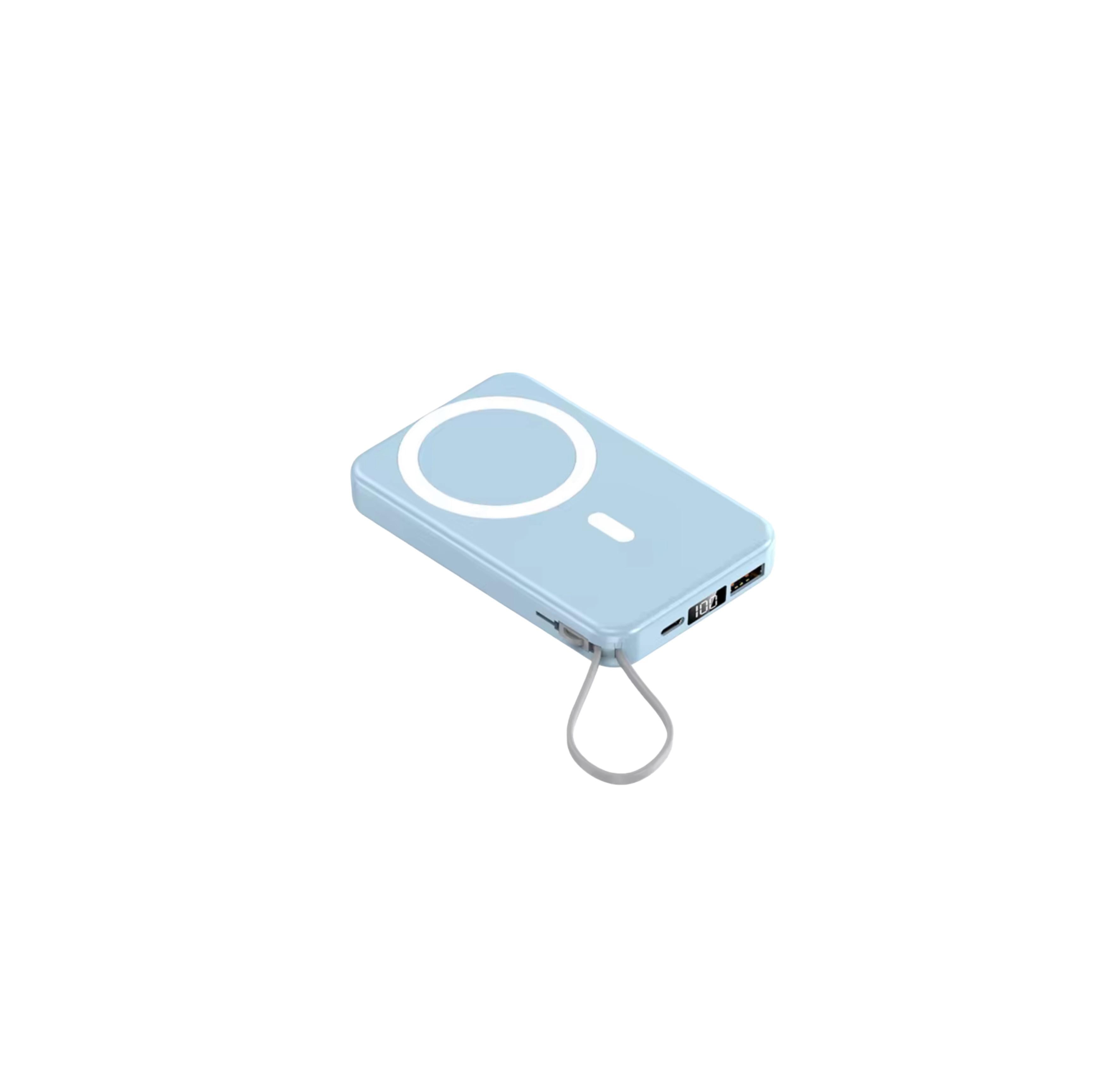 Case & Co 10.000 mAh MagSafe Powerbank mit LED-Display & integriertem USB-C-Kabel - Blau